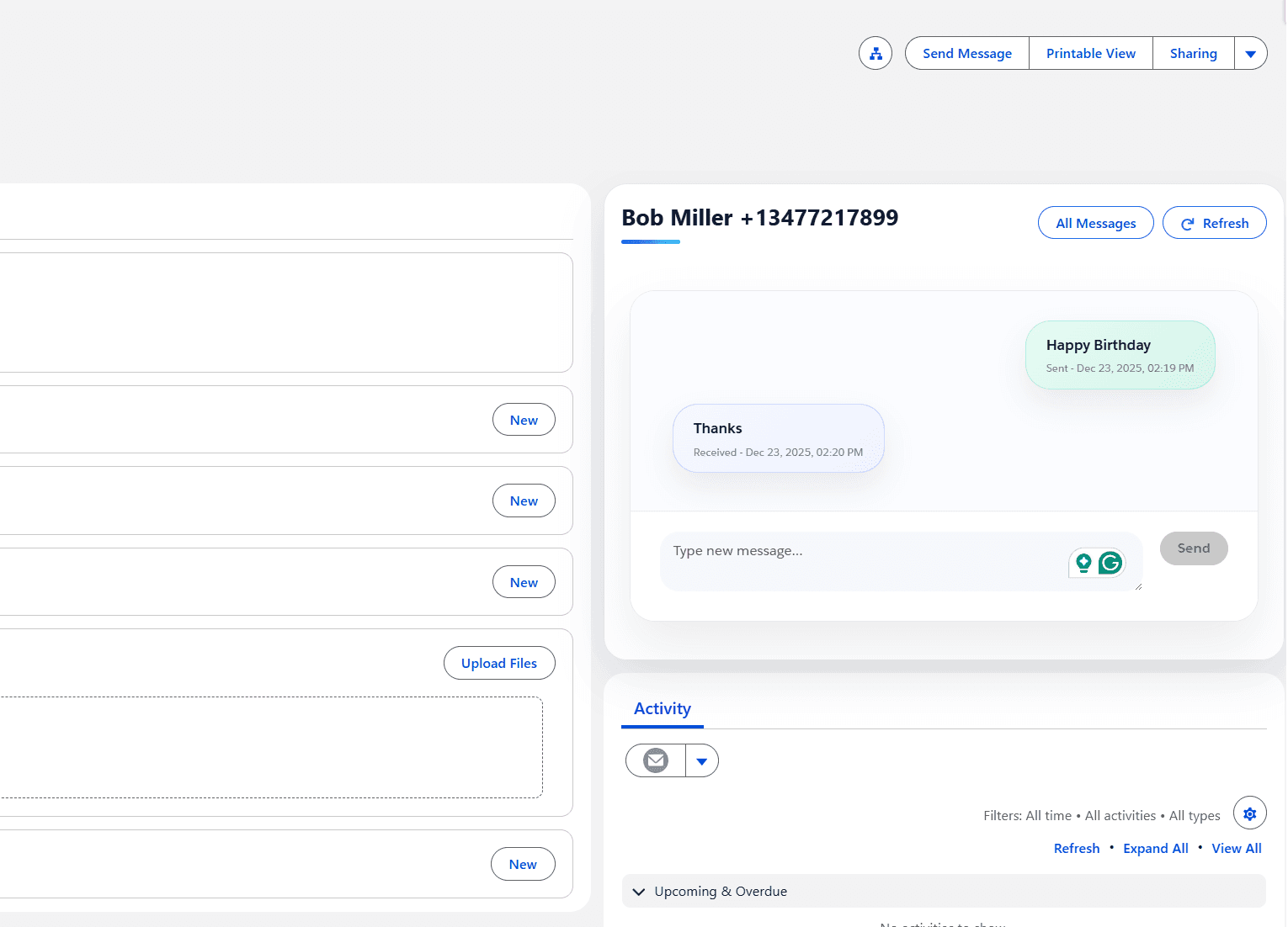 SMS Chatbox on Any Salesforce Record